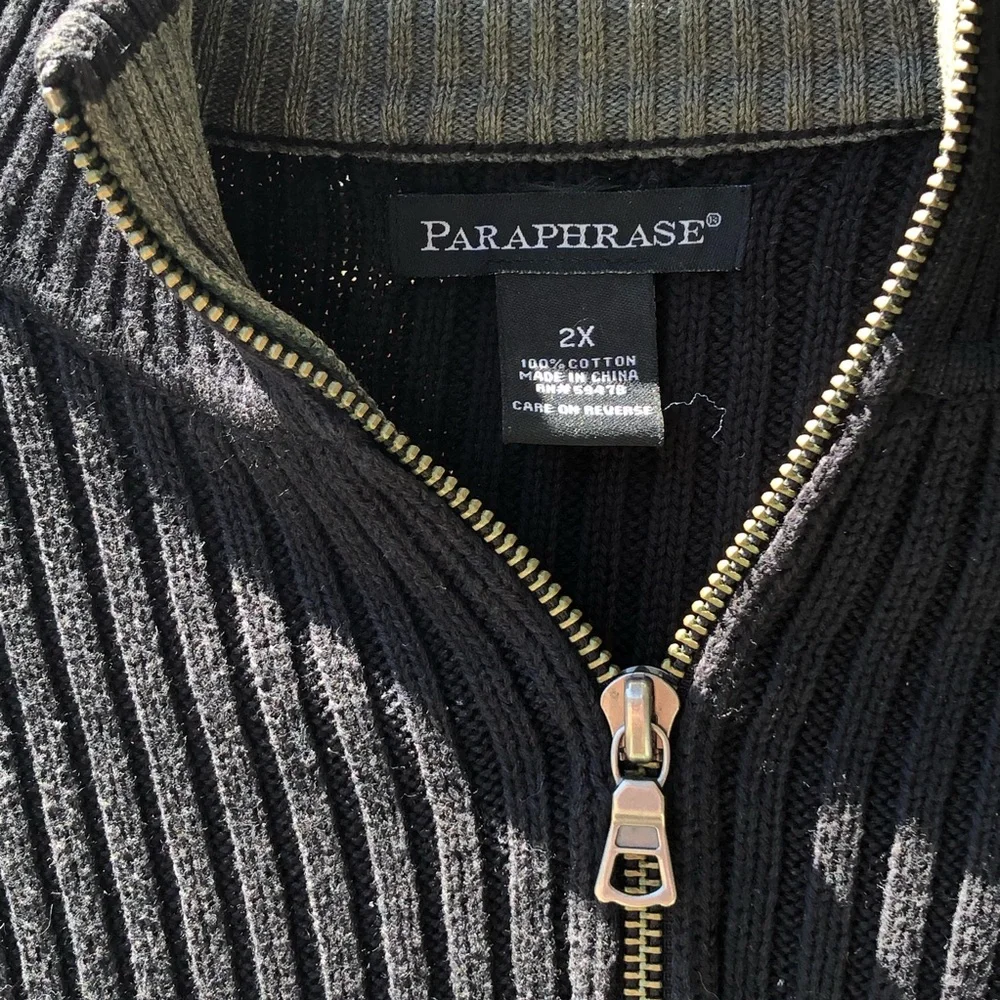 Paraphrase Black and Gray Zip-Up Sweater —#050 - Picture 3 of 6
